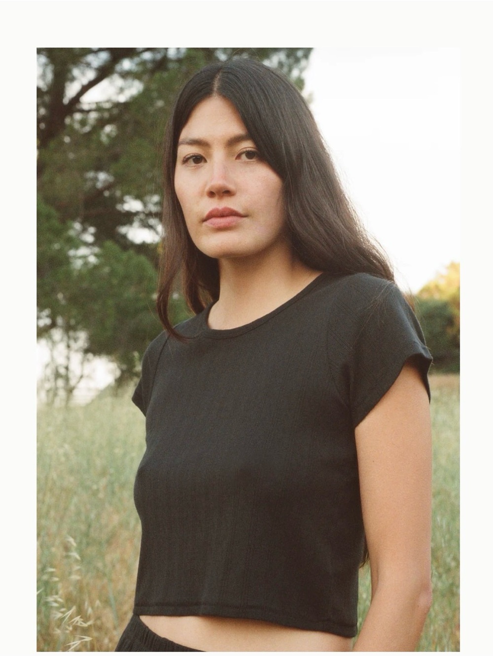 NWT First Rite Pointelle Crop in Black